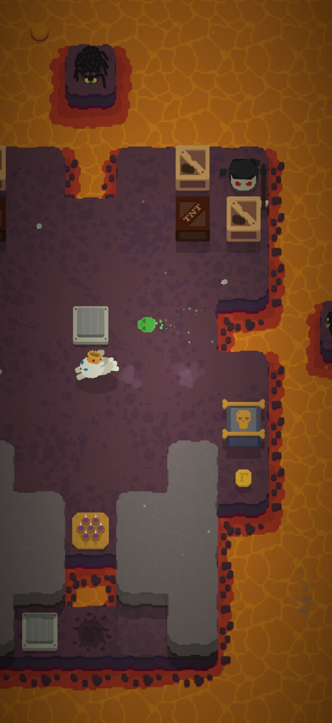 A wide arena with reapers in the corners and a spider above